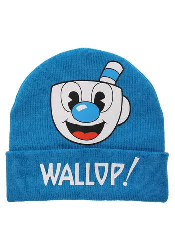 Vista 2 de Cuphead Gorro de Invierno Tejido con Puño Doblado y Estampado de Mugman Multicolor