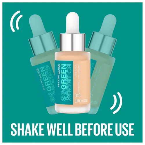 Vista 6 de Maybelline Green Edition Superdrop - Base de maquillaje de base de aceite tintado, base de cobertura natural ajustable formulada con aceite de 95