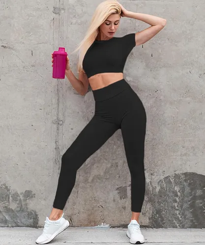 Vista 3 de TMKOTOKRA High Waisted Workout Leggings for Women Tummy Control Butt Lifting Compression Leggings Soft Yoga Pants Black