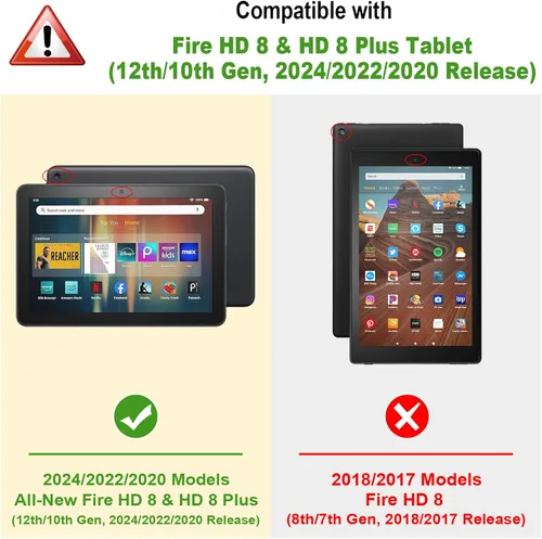 Vista 2 de Fintie - Funda de piel sintética con función atril para Amazon Fire HD 8 y Fire HD 8 Plus (10ª generación, versión 2020), color negro