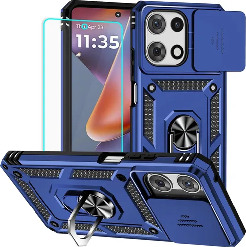 Vista 14 de Funda para Moto G 5G 2022 con protector de pantalla: resistente, soporte giratorio de grado militar 360, funda protectora a prueba de golpes