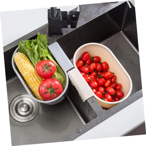Vista 9 de BESTonZON Cesta colgante para fregadero de cocina, filtro de esponja de plástico, cesta de colador de colador, cesta de fregadero de cocina, soporte