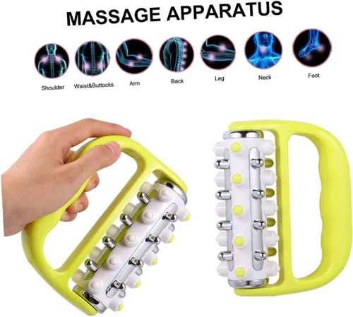 Vista 8 de Masajeador masajeador de cuerpo entero para pies Punto de disparo Rodillo de mano Abs Aleación de aluminio Amarillo