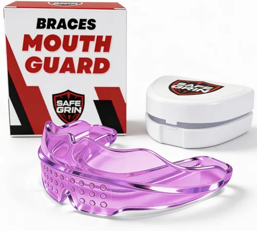Vista 9 de SafeGrin Protector Bucal Azul para Brackets para Deportes - Silicona Premium para Adolescentes y Jóvenes, Protección de Dientes Superiores e