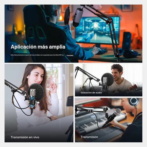 Vista 9 de Neewer: Micrófono ajustable de Suspension Boom Scissor Arm Stand, soporte de micrófono compacto de acero durable para estaciones de radio estudio