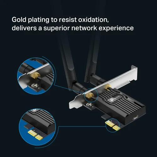 Vista 7 de Tarjeta WiFi TP-Link WiFi 6 PCIe para PC de escritorio AX3000 (Archer TX55E), Bluetooth 5.2, WPA3, adaptador inalámbrico de doble banda 802.11ax