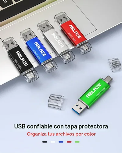 Vista 6 de ABLAZE 16GB Unidad Flash USB Tipo C 10 Pack, Memoria Stick Thumb Drive Dual USB 2.0+USB C Compatible con iPhone 16/15, Smartphone Android Paquete