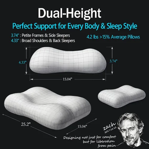 Vista 7 de HighBeds - Almohada cervical para el cuello, almohada para dormir de lado para aliviar el dolor de cuello, almohadas ergonómicas suaves de espuma