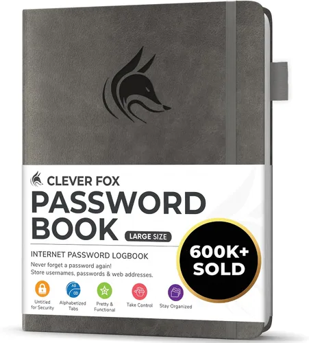 Vista 35 de Clever Fox Libro de contraseñas con pestañas alfabéticas, 4"x5.5" Keeper