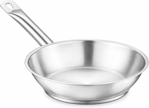 Vista 5 de Sartén de acero inoxidable serie SS1 de 7 pulgadas con parte inferior recubierta de aluminio, grado comercial, listado NSF, lista para inducción
