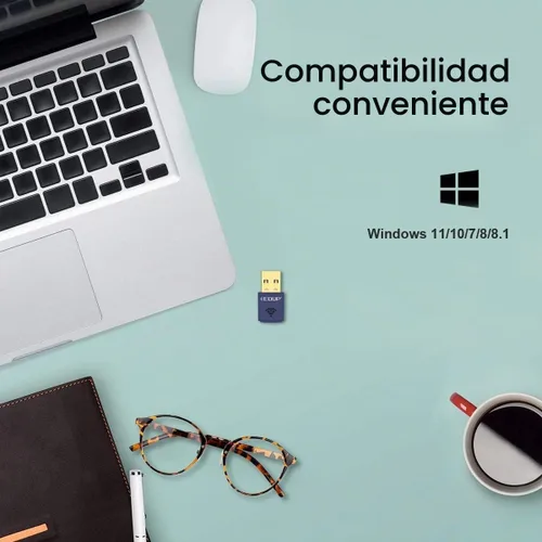 Vista 6 de EDUP Adaptador USB Bluetooth WiFi para PC, Adaptador Bluetooth 4.0, Adaptador de Red USB Nano Inalámbrico 2.4Ghz 150Mbps, Solo Compatible