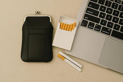 Vista 6 de Caja de cigarrillos de cuero Pack Holder Regular o 100's Lighter Pocket (negro)