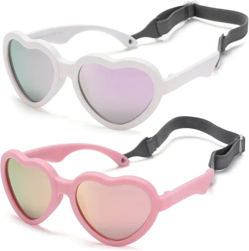 Vista 12 de Gafas de sol polarizadas flexibles en forma de corazón para bebés con correa ajustable para niños pequeños y bebés de 0 a 24 meses B9*