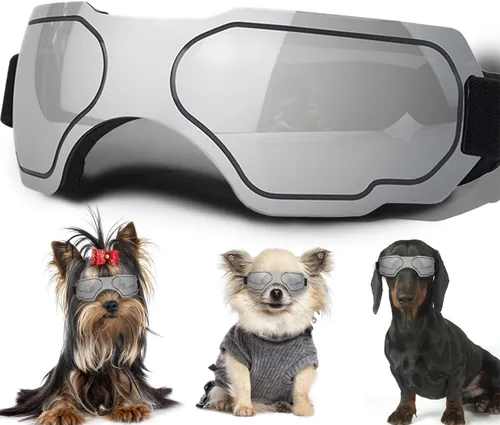 Vista 28 de Gafas de sol para perros pequeños, gafas para perros con correa ajustable, protección UV, adecuadas para perros pequeños Estilo liso-Multicolor