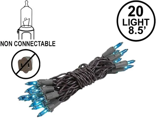 Vista 2 de Novelty Lights Mini cadena de luz verde azulado de 8.5 pies con 20 bombillas en cable marrón Non Connectable Incandescent Fairy Lights For Bottles