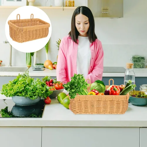 Vista 4 de PATKAW Cestas decorativas de almacenamiento para colgar frutas para cocina, colgar en la pared, cestas para verduras, ajo, patatas y cebollas, cesta