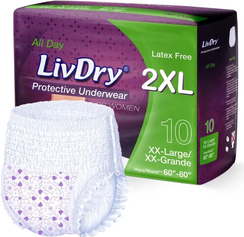 Vista 9 de Livdry M - Pañales para adultos para mujer durante la noche, máxima absorción definitiva, protección durante todo el día o la noche, talla mediana