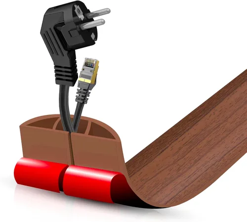 Vista 106 de Cubierta autoadhesiva para cables de suelo, gestión de cables de 3.3 pies, protector de tira de extensión para cables, evita tropiezos de cables
