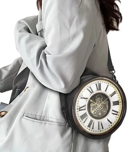 Vista 2 de Salabomia Bolsos redondos para mujer, bolsos cruzados redondos de piel sintética para mujer, bolso pequeño y duradero