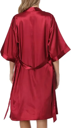 Vista 4 de Conjunto de bata de satén para mujer, 2 piezas, camisón de seda, pijama sexy floral de encaje, ropa de dormir, batas de noche