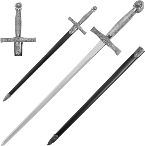 Vista 11 de Medieval Warrior Espada vikinga cruzada de la Edad Media con vaina Negro-933