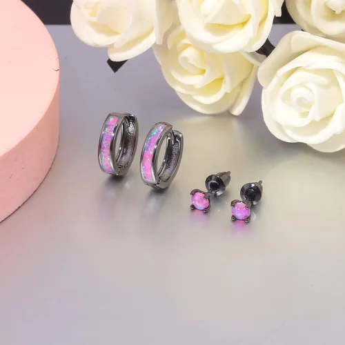 Vista 17 de CiNily Aretes Huggie de ópalo con bisagras, chapados en oro, hipoalergénicos, pequeños aretes de aro para mujeres, adolescentes, niñas, hombres