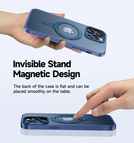 Vista 4 de MAGIC JOHN Funda magnética para iPhone 13 Pro Max [compatible con Magsafe] [con soporte mental magnético] [a prueba de golpes de grado militar]