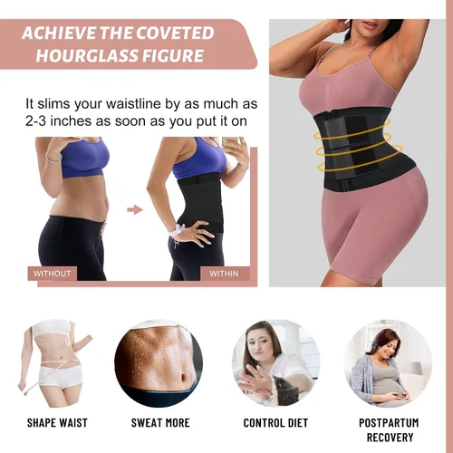 Vista 5 de Workout Sweat Waist Trainer for Women Lower Belly Fat, Double Compression Neoprene Waist Trimmer Cincher for Women
