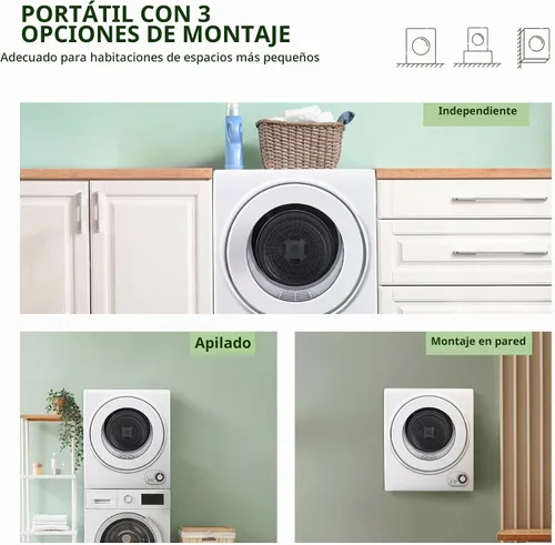 Vista 5 de Euhomy Secadora de ropa portátil de 110 V, 850 W, secadoras de lavandería compactas de 1.5 pies cúbicos de carga frontal, máquina secadora eléctrica