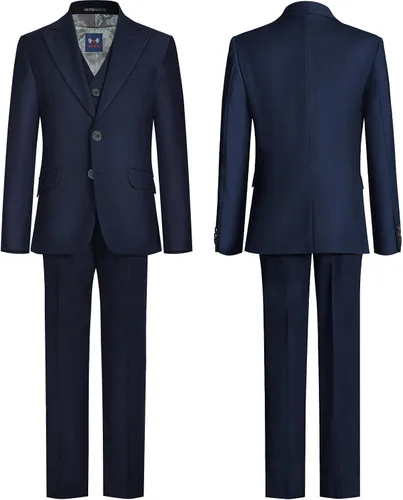 Vista 2 de ELPA ELPA Boys Tuxedo Suits Little Boys and Big Teen Youth Peak Lapel Formal Suits Set of 3 Pieces with Blazer Vest Pants