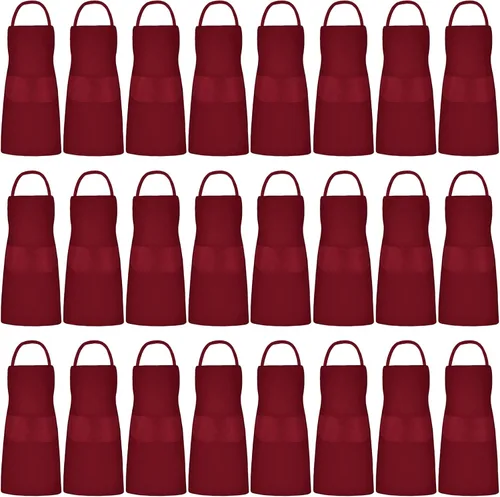 Vista 7 de Tarpop Paquete de 24 delantales con babero unisex, delantal comercial, delantal resistente para cocina, barbacoa, manualidades, para mujeres, Negro