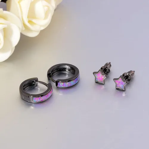 Vista 187 de CiNily Aretes Huggie de ópalo con bisagras, chapados en oro, hipoalergénicos, pequeños aretes de aro para mujeres, adolescentes, niñas, hombres