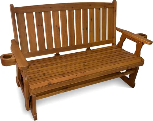 Vista 10 de Fortune Candy Planeador de madera para patio para una persona, con respaldo alto y asiento contorneado profundo, madera de abeto maciza, resistente