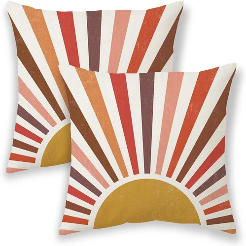 Vista 13 de BETGINY Fundas de almohada de verano para exteriores de 16 x 16 pulgadas, 2 unidades, color aguamarina, verde azulado, crema, sol, bohemio