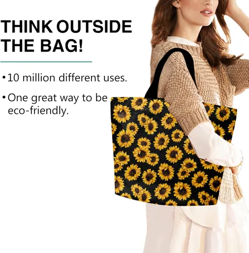 Vista 2 de Bolso de mano para compras, bolsa de comestibles de gran capacidad, ligera, reutilizable, conveniente, bolsa de hombro