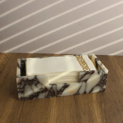 Vista 10 de Portatollas para invitados de travertino natural de 9.8" × 4.9" para baño, portaservilletas rectangular con borde festoneado, bandeja para toallas