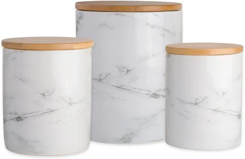 Vista 9 de DII Soporte de cerámica para utensilios de cocina, patrón de mármol negro
