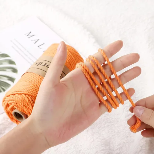 Vista 3 de Likeecords Cordón de algodón para macramé de 3mm x 100 metros, hilo torcido de 3 hebras, cuerda de macramé, hilo de algodón para macramé, cuerda