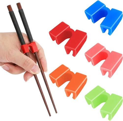 Vista 8 de 5 palillos reutilizables, ayudantes de entrenamiento, bisagras de palillos para práctica, ayudante de palillos chinos para adultos, niños