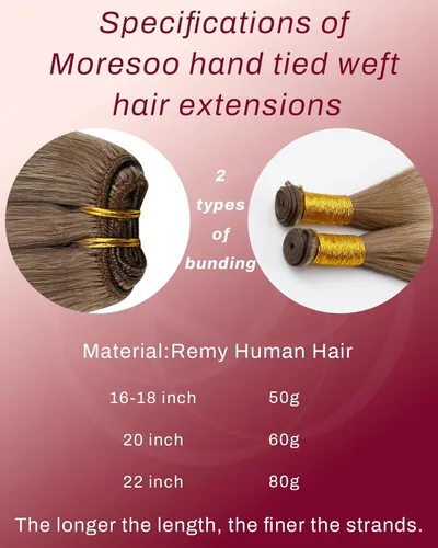 Vista 76 de Moresoo Extensiones de cabello humano real para coser, color negro natural