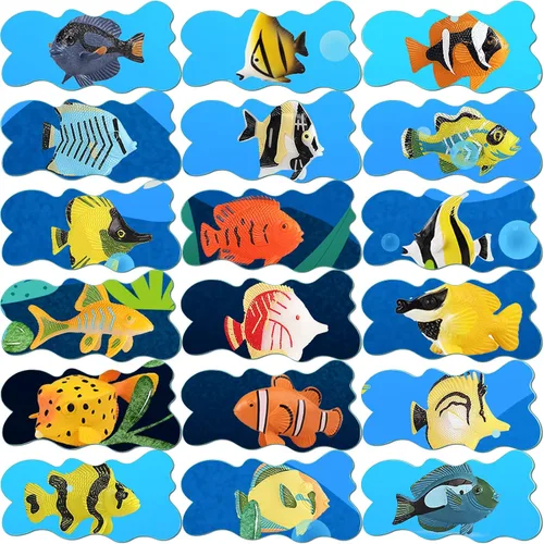 Vista 7 de SCAHOW 18 juguetes de peces tropicales para niños, juguetes surtidos de criaturas marinas en miniatura, peces de juguete falsos, mini figuras