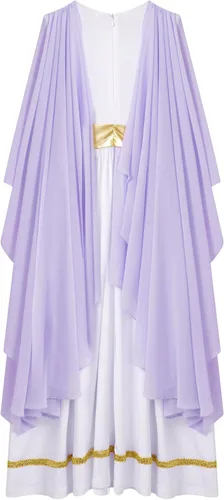 Vista 2 de Disfraz griego para niñas, vestido romano de la antigua Grecia Toga, vestido de princesa Roma, nobleza, cosplay, disfraz de fantasía