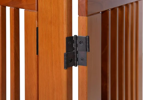 Vista 3 de BarkWood - Puerta independiente de madera para mascotas, expansión de 4 paneles, grande, 36 pulgadas de alto, acabado gris