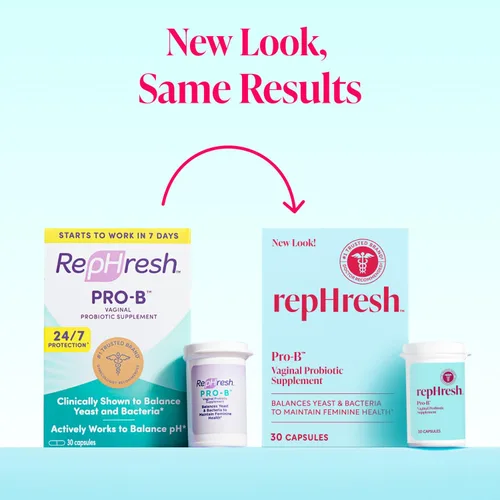 Vista 2 de Rephresh Pro-B Suplemento probiótico vaginal, equilibrio de pH, probióticos para mujeres, equilibra la levadura y las bacterias para mantener