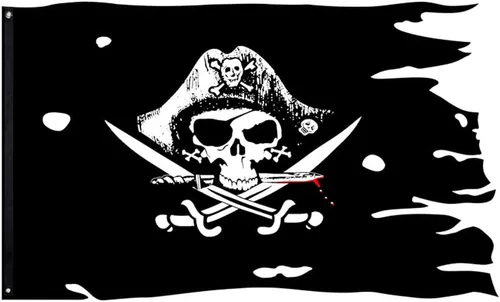 Vista 2 de FLAGLINK Bandera del Cofre del Hombre Muerto - Bandera Pirata Jolly Roger 3x5 color fantasía (Chest)