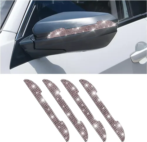 Vista 15 de 4 protectores de arañazos con diamantes de imitación para manija de puerta de auto, universales, para espejo retrovisor lateral, protector de borde