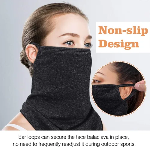 Vista 4 de MoKo Scarf Mask Bandana with Ear Loops 3 Pack, Neck Gaiter Balaclava with Filter Pocket UV Protection Mask