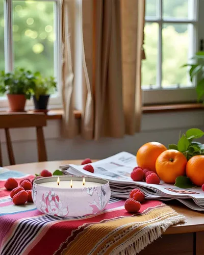 Vista 64 de M&SENSE Velas aromáticas de bayas cítricas, vela grande de lata de soja de 3 mechas, más de 40 horas de tiempo de combustión, cera vegana 100%