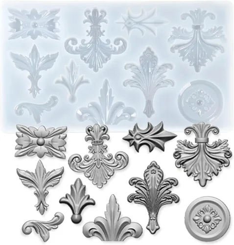 Vista 19 de Moldes de arte para arcilla polimérica, arcilla que se seca al aire, yeso, resina epoxi, fondant, decoración de pasteles, 3 molduras decorativas