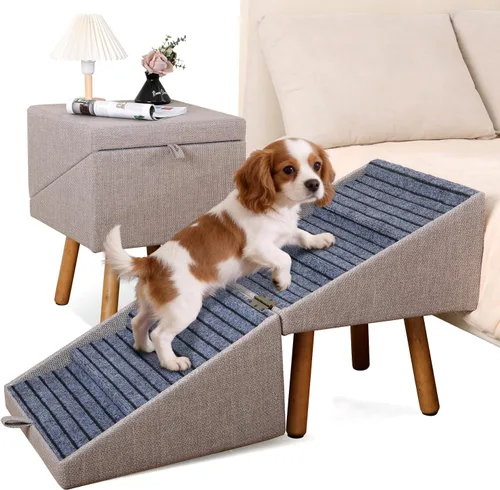 Vista 8 de Rampa para mascotas para camas altas de 21.06 pulgadas de alto Camello ámbar